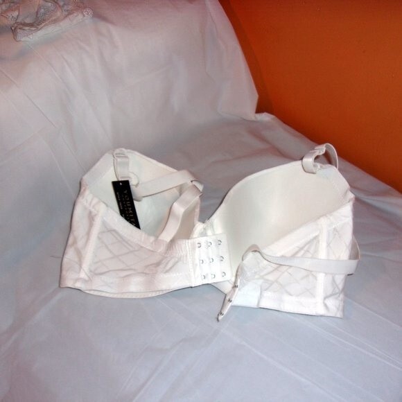 Youmita White Jacquard 40DD Push Up Bra/1XHipster - Picture 12 of 12
